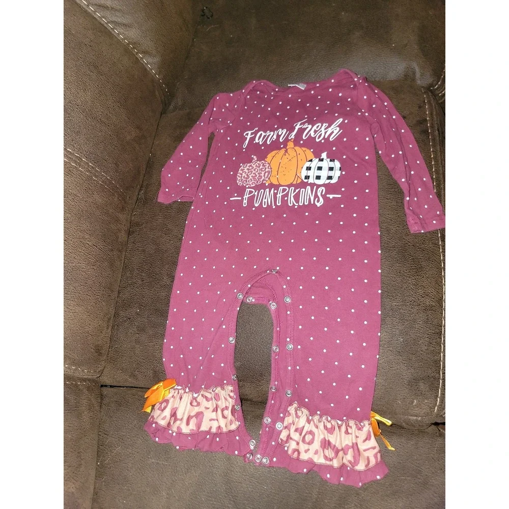 Boutique fall autumn Halloween farm fresh pumpkins romper 18 24 months